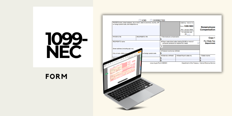 Free fillable 1099-NEC template in the PDF on the computer and the printable copy